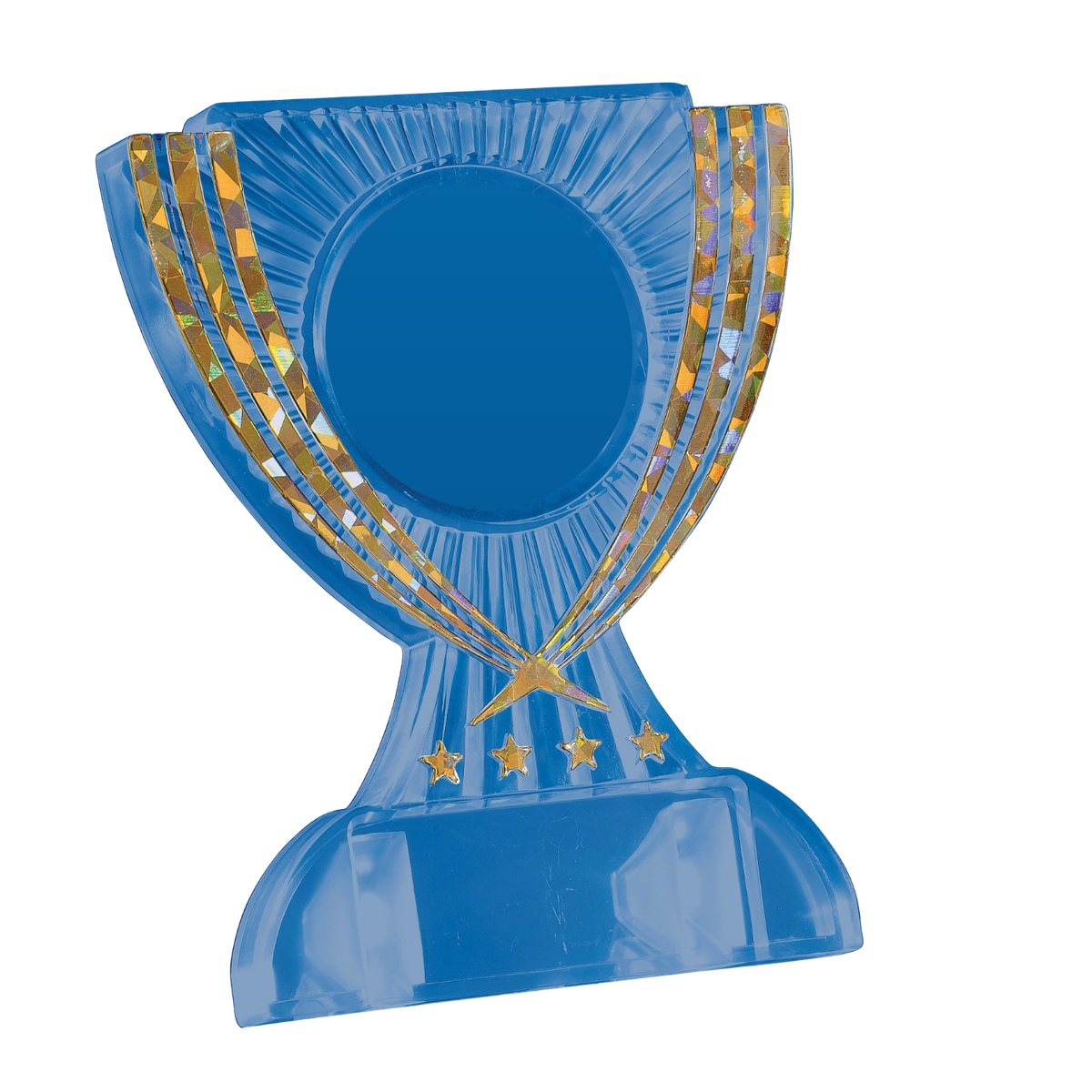 Trophäe Martha 14 cm in Blau mit leerem Emblemfeld