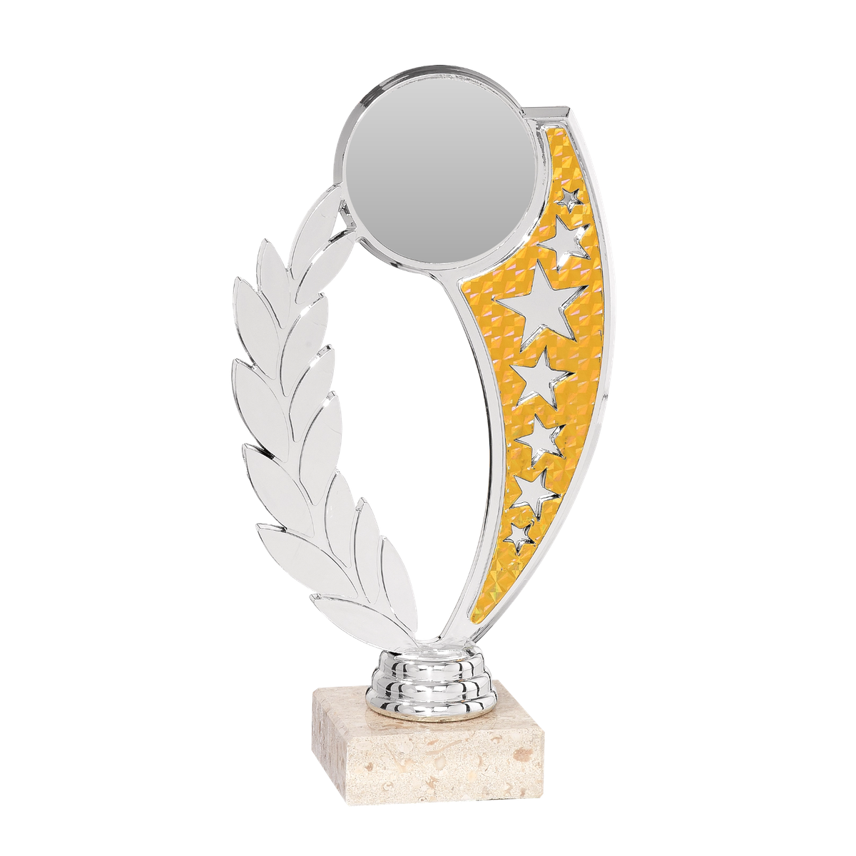 Trophäe Beatrice 20 cm in Silber und Gold mit leerem Emblemfeld