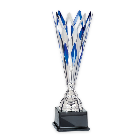 3er Pokalserie Holma 40-49 cm in Silber-Blau mit offenem Rautendesign