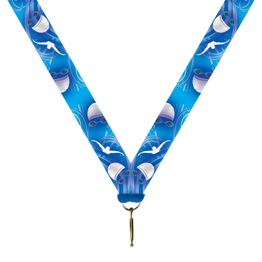 Medaillenband Schwimmen Blau 30 mm mit Karabiner