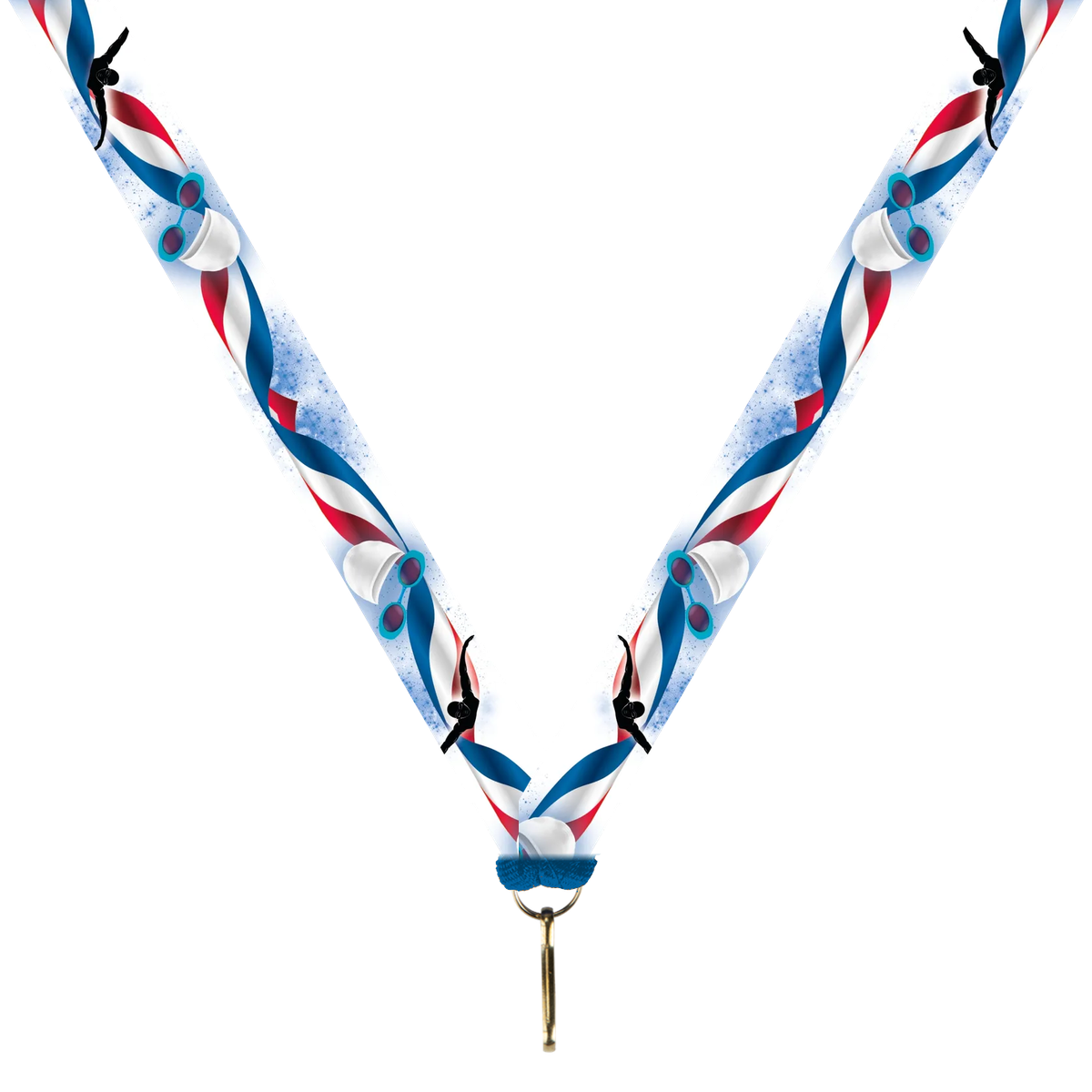 Medaillenband Schwimmen Rot-Weiß-Blau 22 mm mit Karabiner
