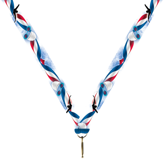 Medaillenband Schwimmen Rot-Weiß-Blau 22 mm mit Karabiner